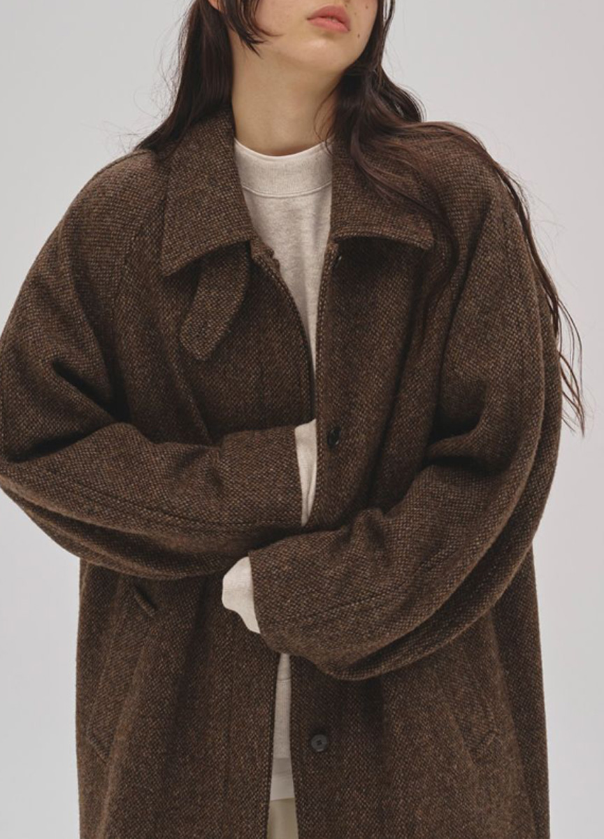 毛料混紡拉格蘭袖長大衣